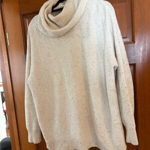 LOFT Speckled Cream Cowl Neck Sweater